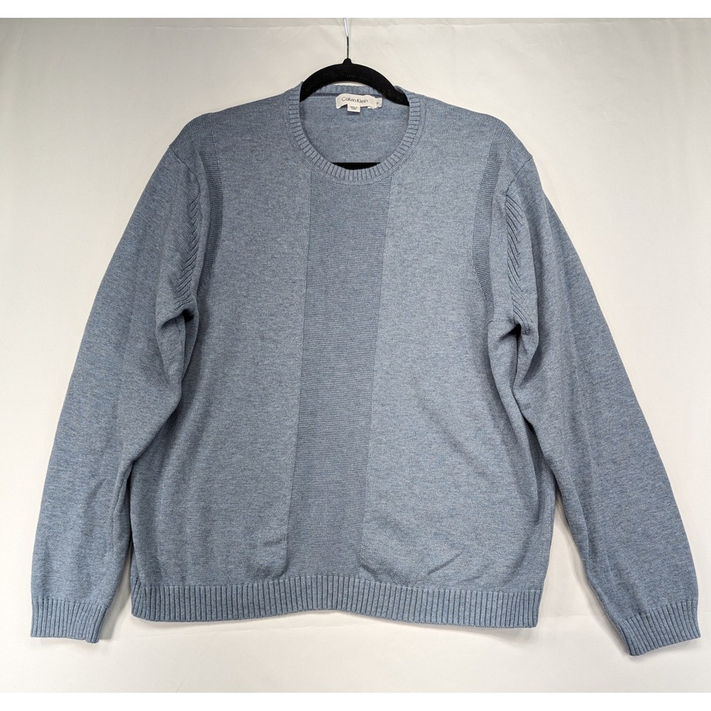 Calvin‎ Klein Men's XL Blue Crew Neck Long Sleeve Pima Cotton Sweater